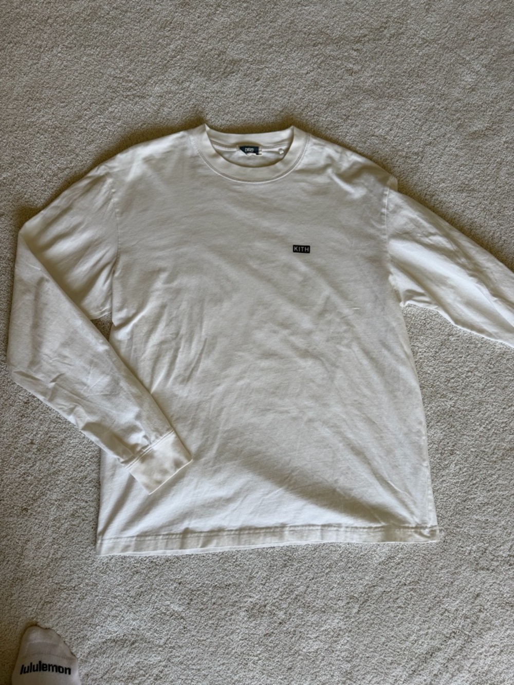 Kith White Long Sleeve Crewneck with Small Chest Logo